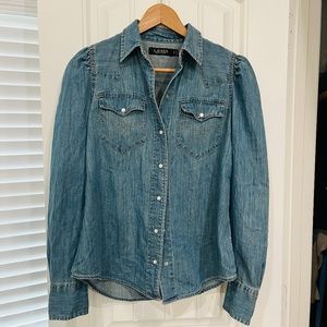 Ralph Lauren Denim Long Sleeve Blouse Small
